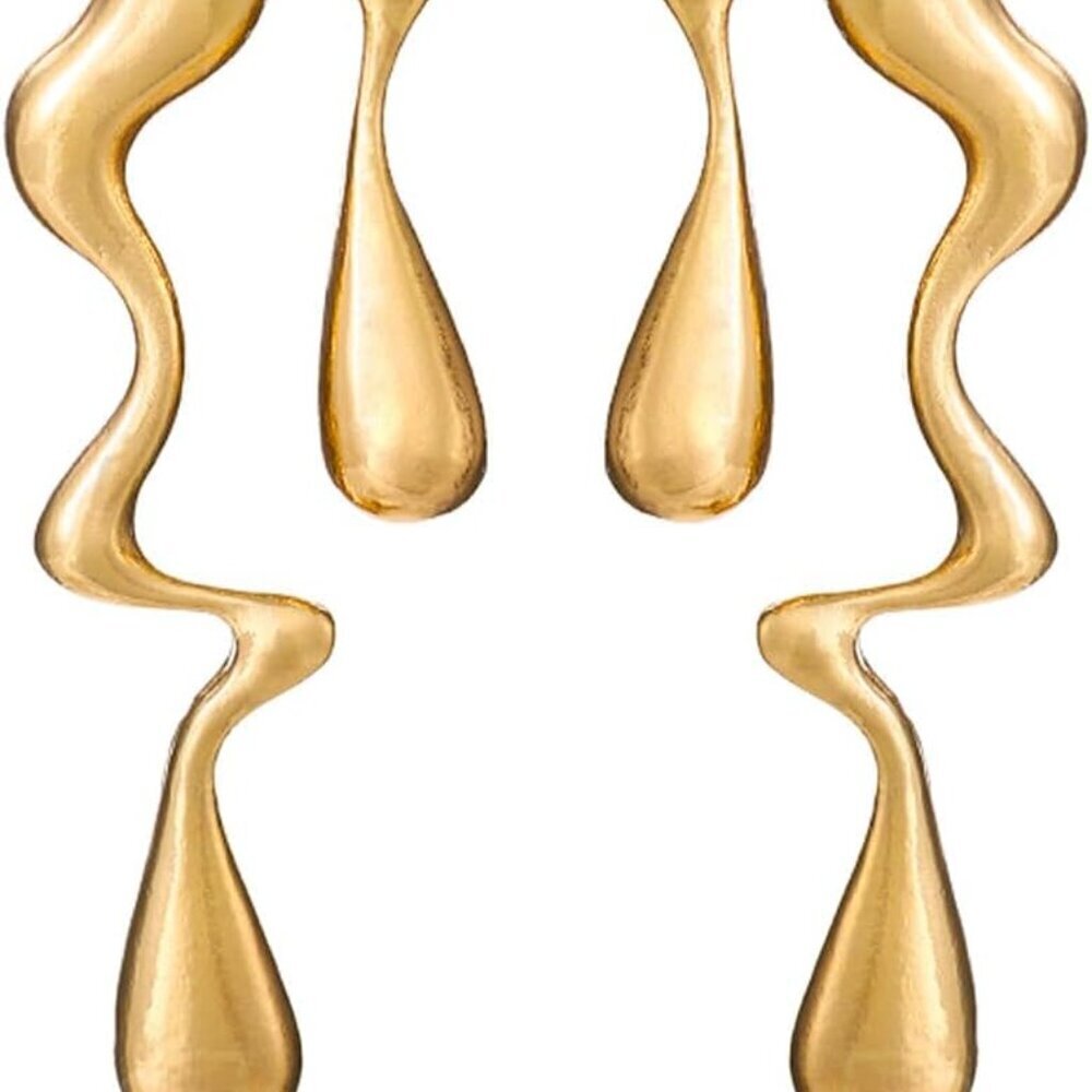 Large Gold Teardrop Earrings Irregular Geometric Stud Earrings for Women